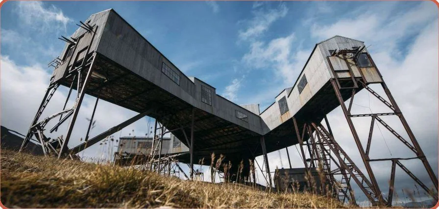 Historic coal cableway structure in Longyearbyen