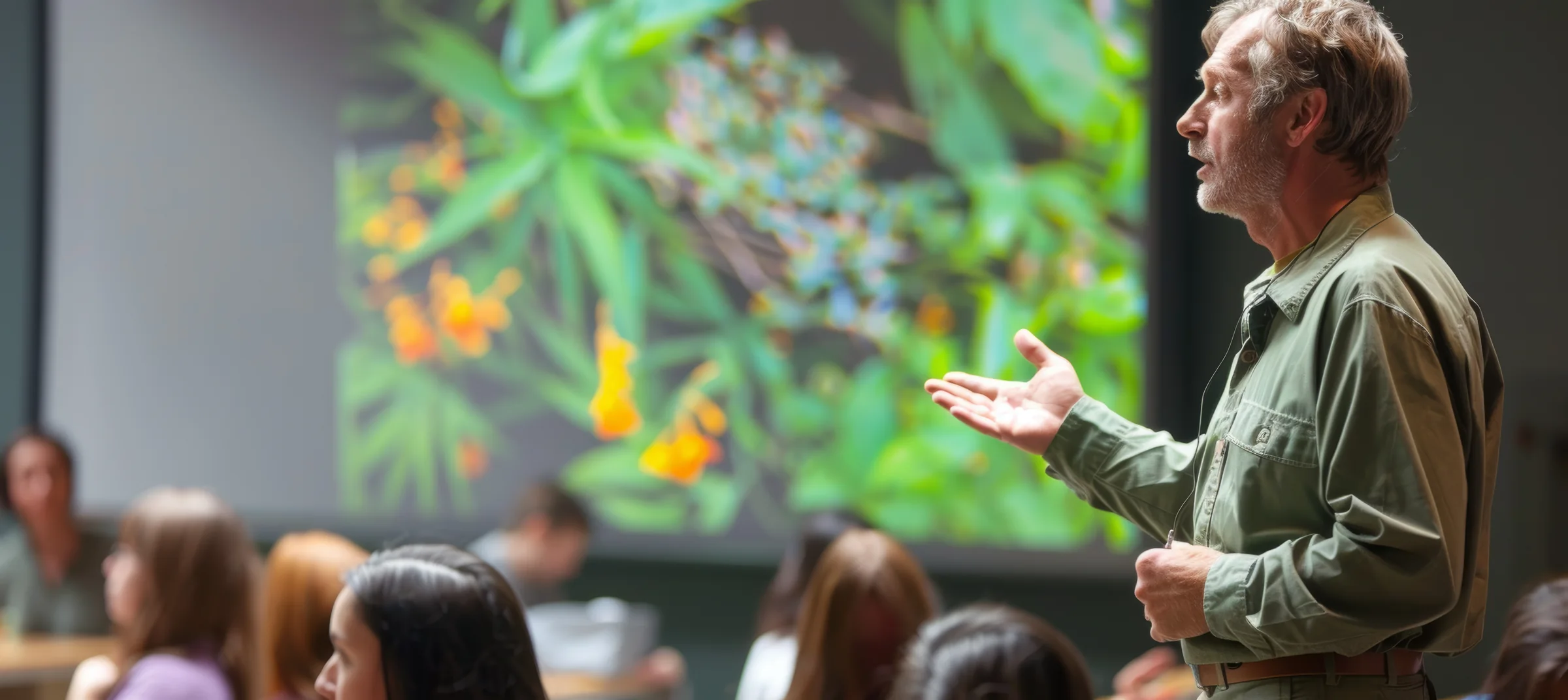 Science educator presenting to a classroom